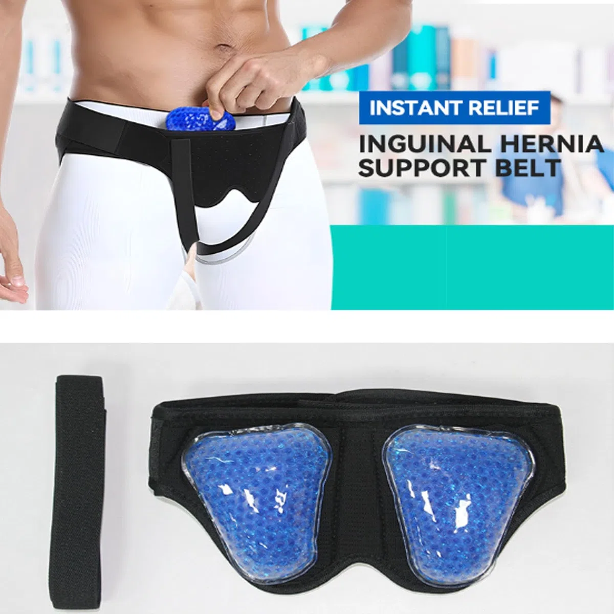 Cinturón para Hernia Inguinal, Braguero inguinal Ajustable para Hernia, Faja para Hernia para Hombres y Mujeres, con Almohadillas de Gel de compresión extraíbles(L(35.8-41.3 Inch))