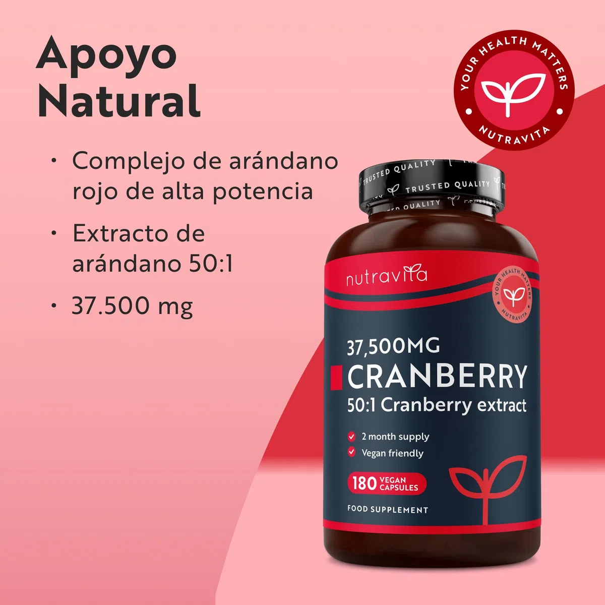Nutravita Extracto de Arándano Rojo 37.500 mg Máxima Potencia – 180 Cápsulas Veganas – Suplemento Diario para Mujeres – Extracto Puro de Arándano 50:1 – Fabricado en el Reino Unido