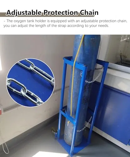 Soporte para tanque de oxígeno de 2 ruedas, portador de cilindro médico vertical duradero para un fácil transporte, estante de almacenamiento para tanques de 40 litros