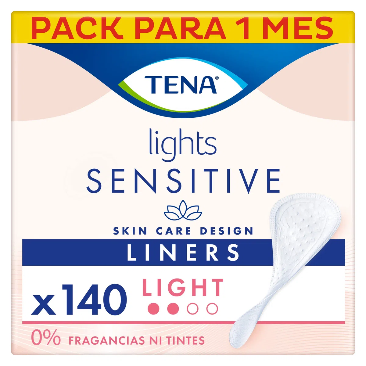 TENA Discreet Lights Sensitive Light - Protegeslips para la incontinencia - Pérdidas de Orina Inesperadas - 140 Protegeslips Anatómicos Transpirables