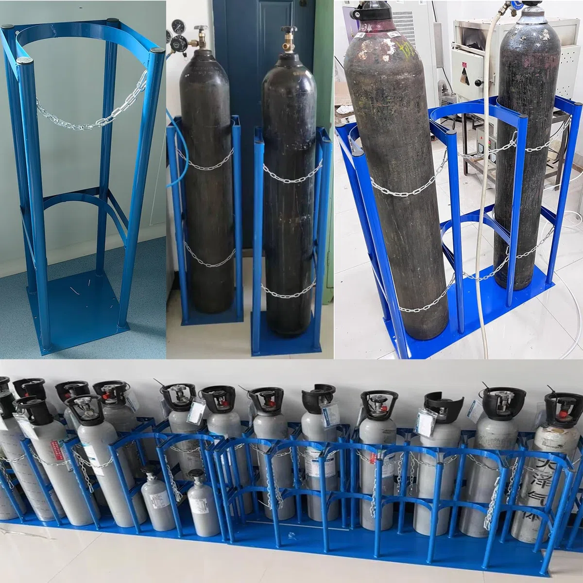 Estante cilíndrico de acero inoxidable, montaje en suelo para un almacenamiento seguro en laboratorios, clínicas, hospitales