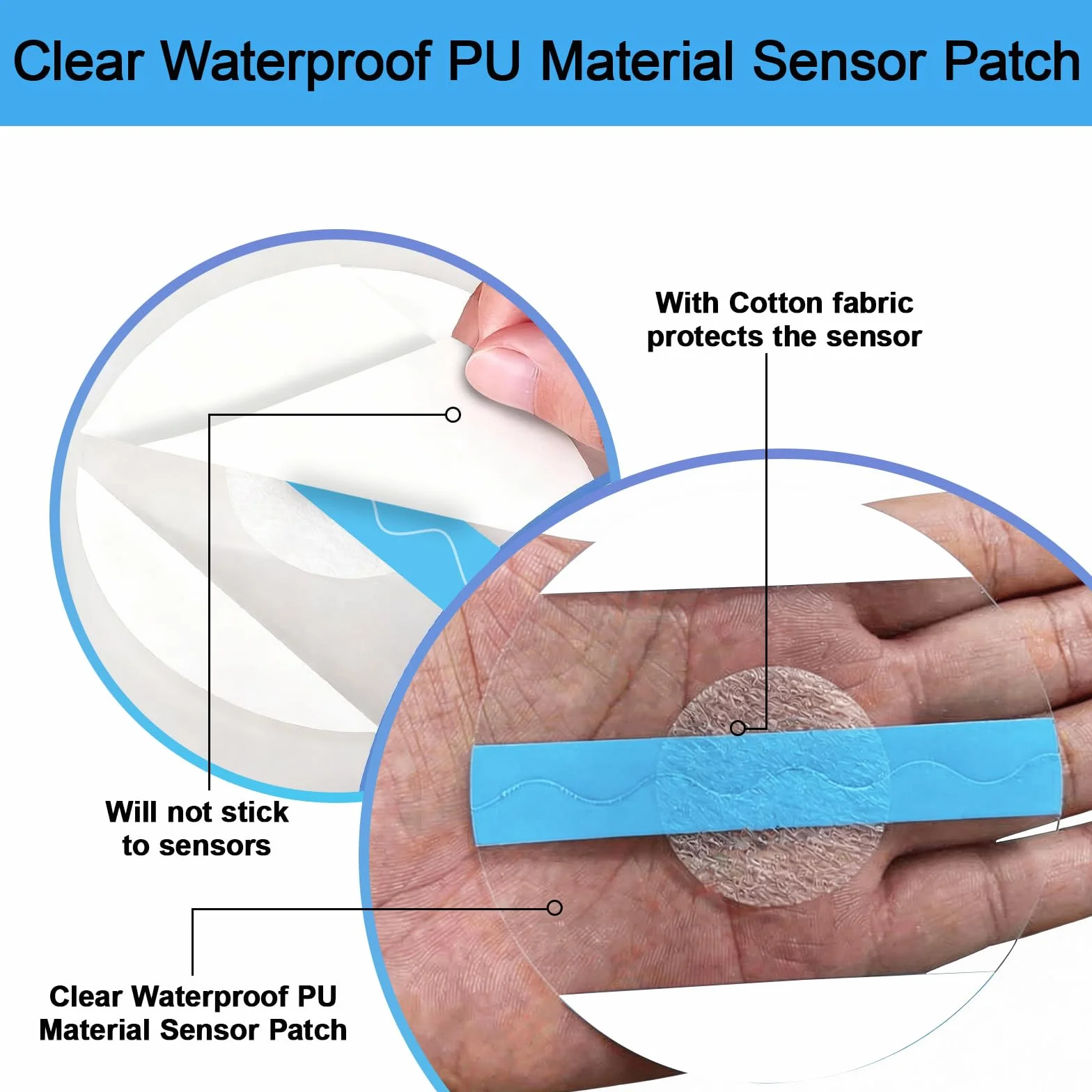 55 unidades parches sensor freestyle libre 2 Freestyle Libre 1 & 2 tiritas, respetuoso con la piel, para Freestyle Libre 1 & 2, resistentes al agua, autoadhesivas y transparentes