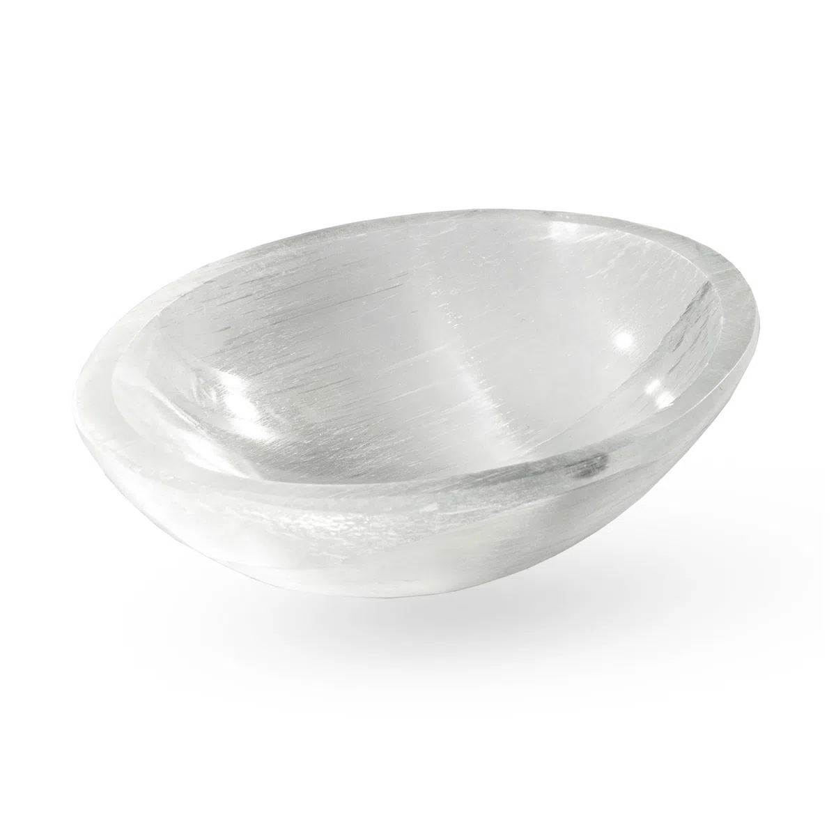 NKlaus Cuenco de selenita natural ovalado, 10 x 7 cm, piedra preciosa, cristal de cuarzo, decoración 15592