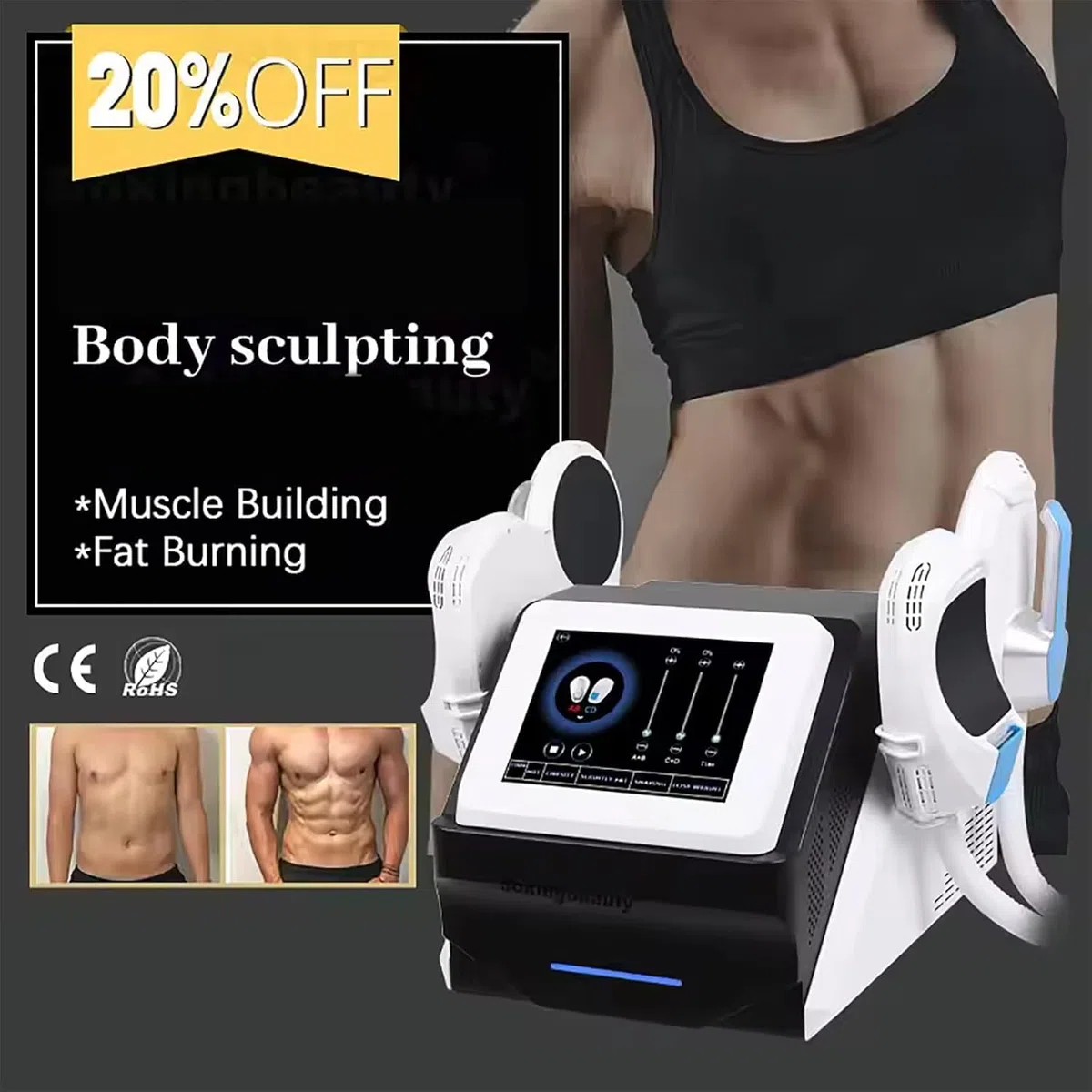Aparato Magnetoterapia, Magnet Therapy Maker Con Pantalla LCD Y 4 Asas, 3-150Hz Frecuencia De Trabajo Y La Intensidad Ajustable, Profundo En La Capa De Grasa Y No Invasivo, Para La Osteoartritis