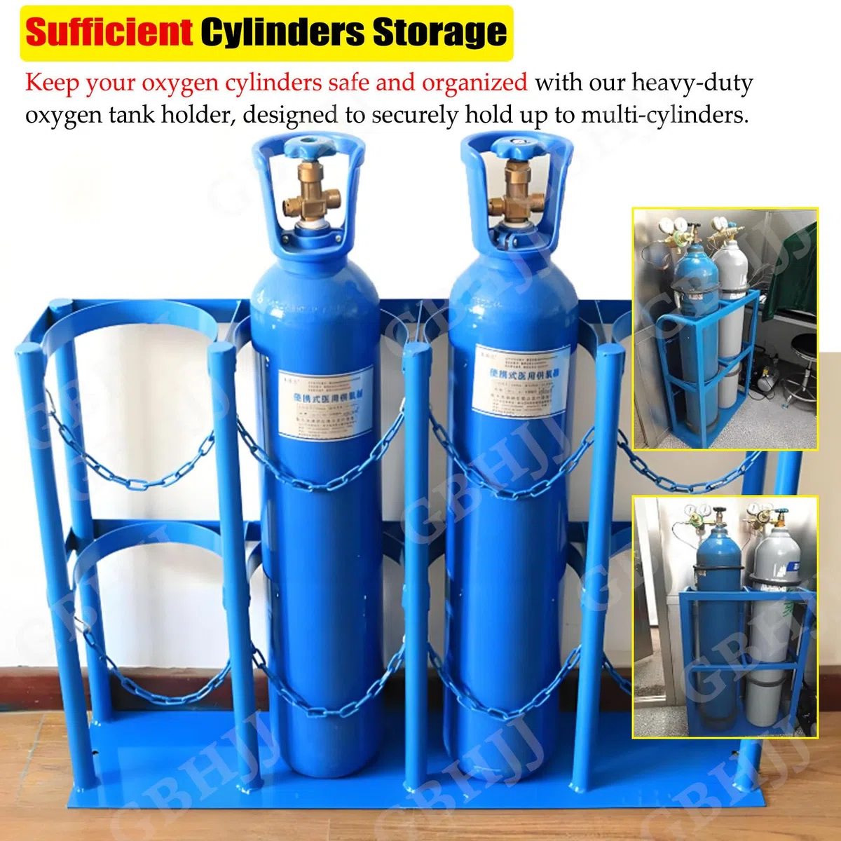Soporte de tanque de oxígeno resistente, soporte cilíndrico de montaje en suelo para 1-4 botellas, acabado recubierto confiable, 31 x 30 x 100 cm