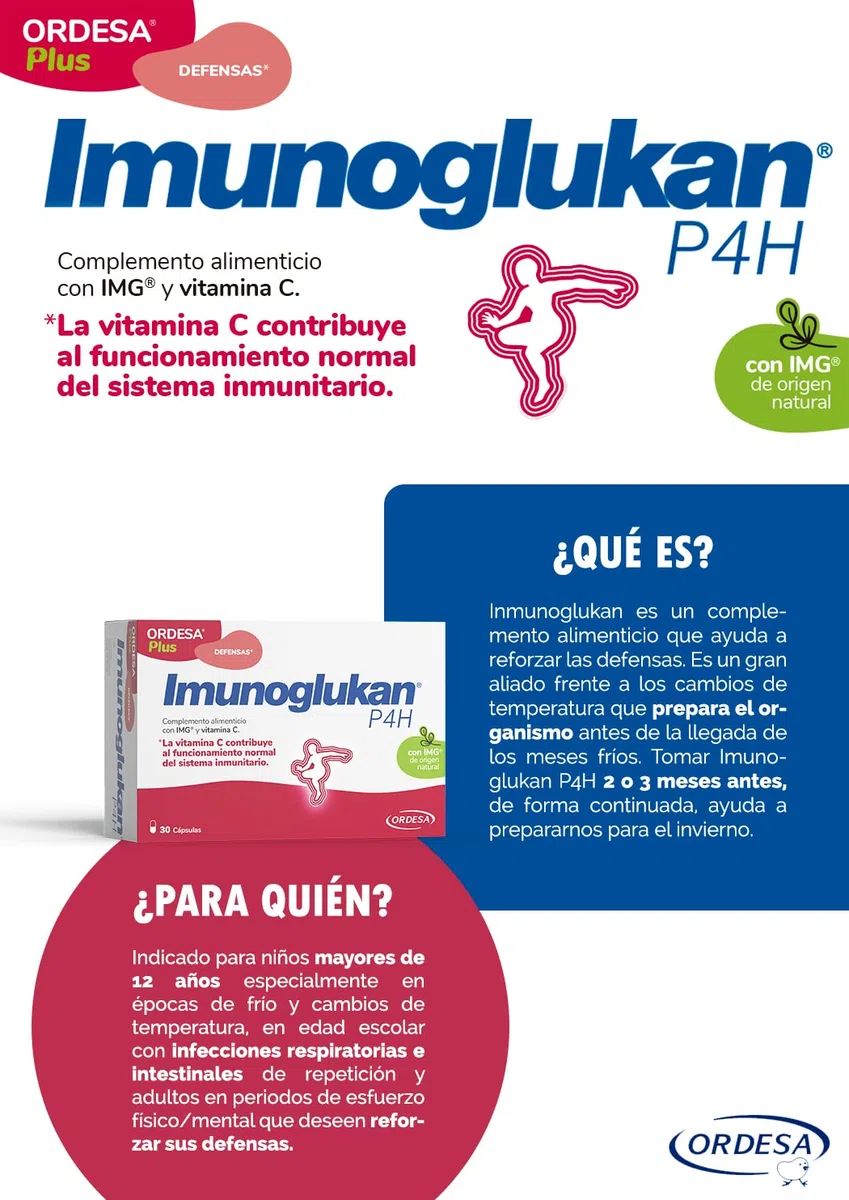Imunoglukan P4H | 30 Cápsulas | Complemento Alimenticio con Vitamina C para fortalecer las Defensas de Niños a partir de 3 años y Adultos