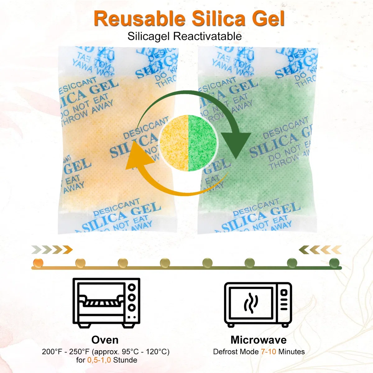 Bolsas de Gel de Sílice Antihumedad 20g x 25 - Reutilizable, Alimentario, Con Indicador de Absorción de Humedad