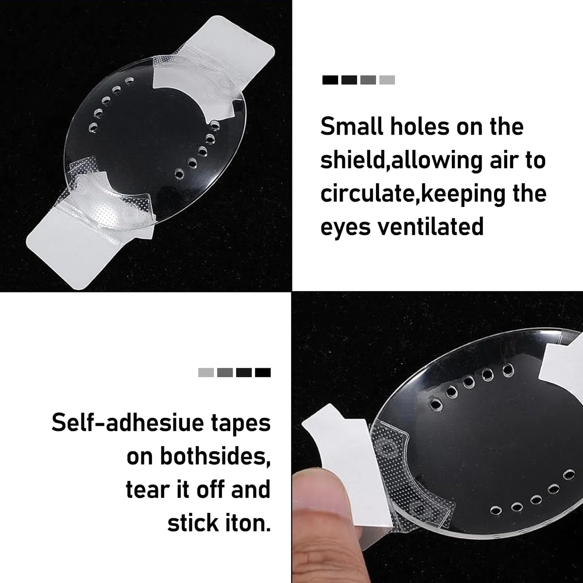 8 parches médicos transparentes de plástico para los ojos, máscara de ojos cómoda, transpirable, ajustable, adecuada para el cuidado de los ojos postoperatorio, adecuado para niños y adultos