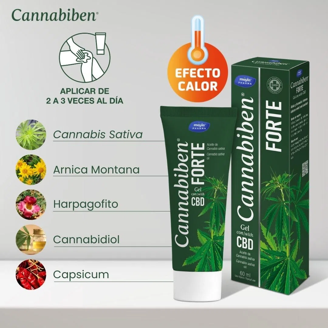 Gel Forte CBD con Hapagofito y Árnica, Efecto Calor, 60ml, 2 Aplicaciones al Día