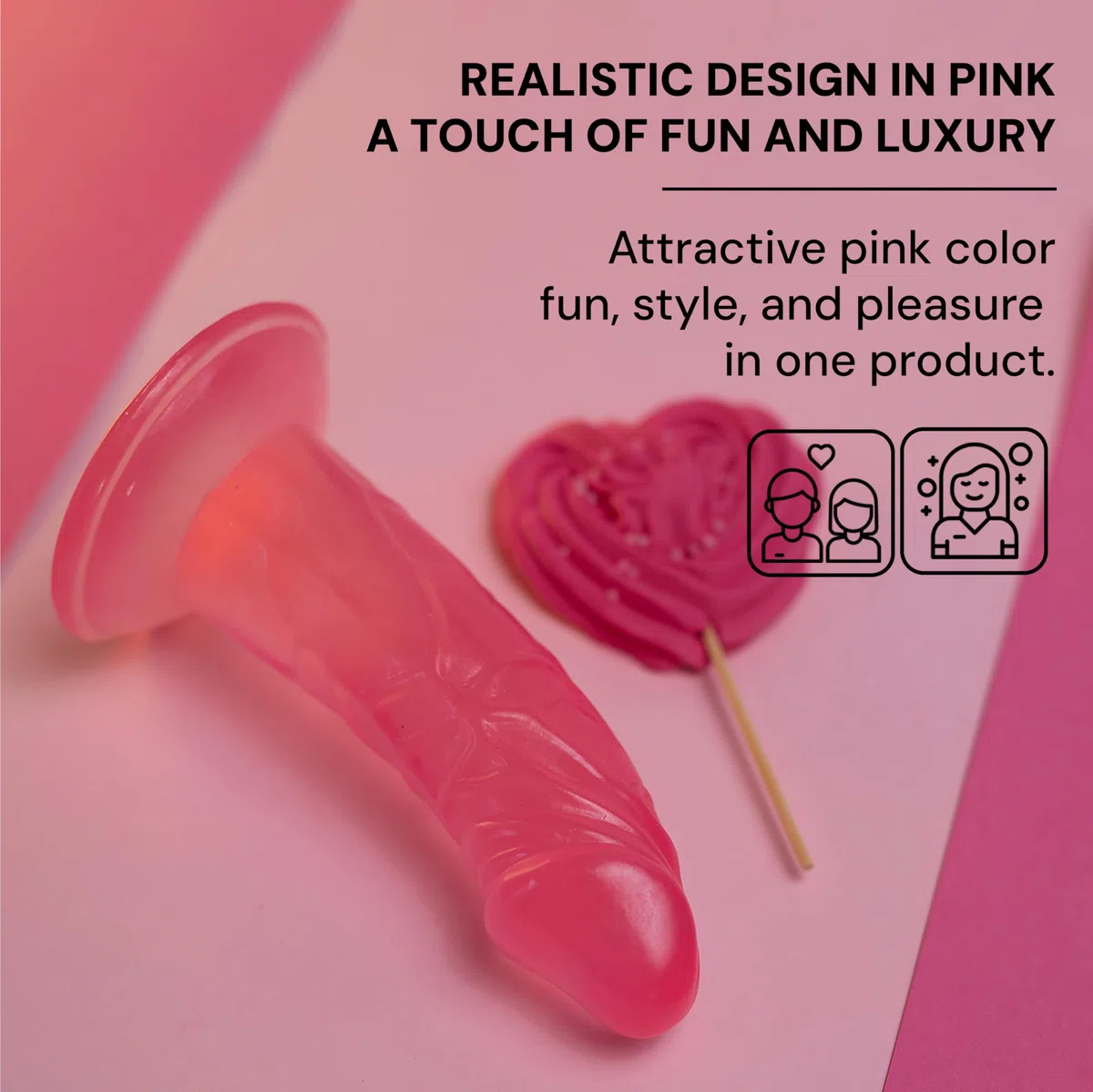 Dildo rosa de 14,5 cm, Ø3,6 cm, dildo realista con ventosa, TPE FOPS A42-1