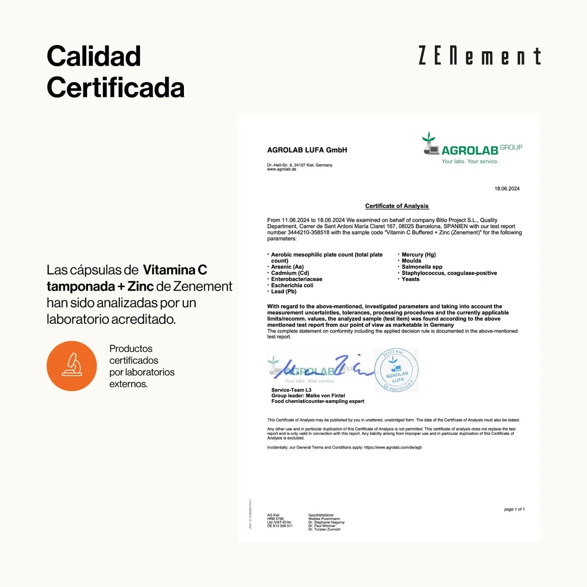 Vitamina C Tamponada con Zinc Bisglicinato - 1000 mg Vitamina C + 10 mg Zinc Elemental por Dosis Diaria (2 Cápsulas) - pH Neutro, Suave para el Estómago - Para el Sistema Inmunitario - Vegano