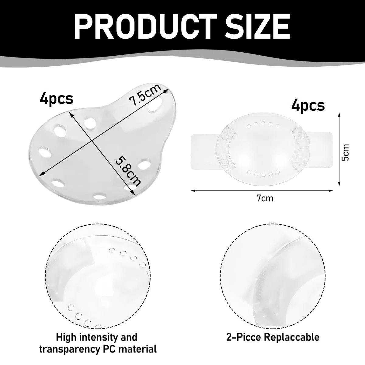 8 parches médicos transparentes de plástico para los ojos, máscara de ojos cómoda, transpirable, ajustable, adecuada para el cuidado de los ojos postoperatorio, adecuado para niños y adultos
