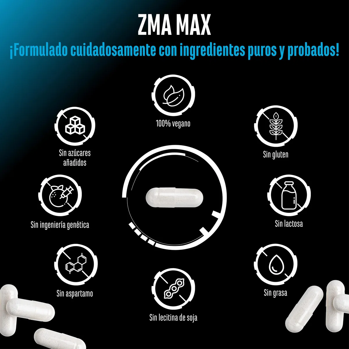 ZMA MAX - 180 Cápsulas - Dosis extra altas - Zinc + Magnesio + Vitamina B6 - Premium: Con 3 compuestos de magnesio - Vegano