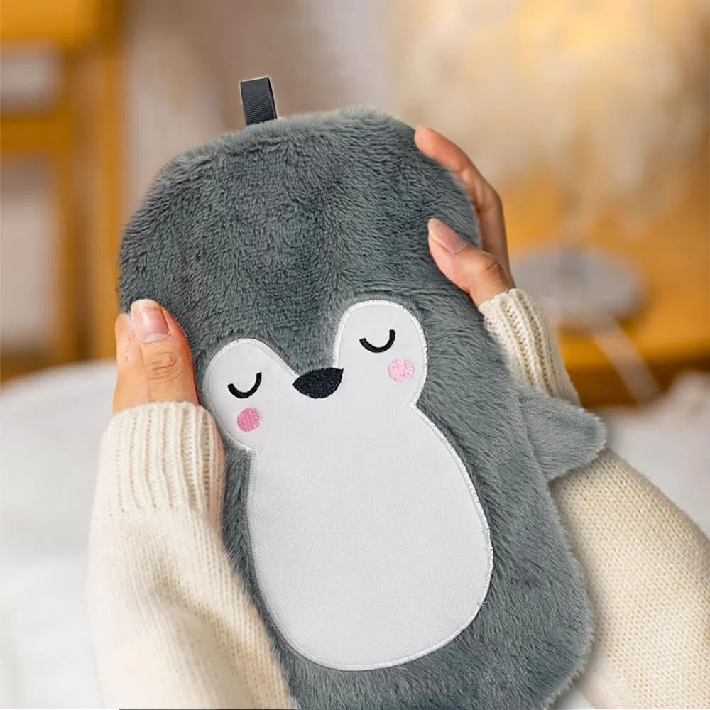 Bolas de Agua Grande Pingüino, Bolsa de Agua Caliente 2L, Bolsa Agua Caliente Peluche, Bolsas Agua Caliente Antifugas, Botella de Agua Caliente Calienta Camas Saco Mantener Termico Blanda Regalo