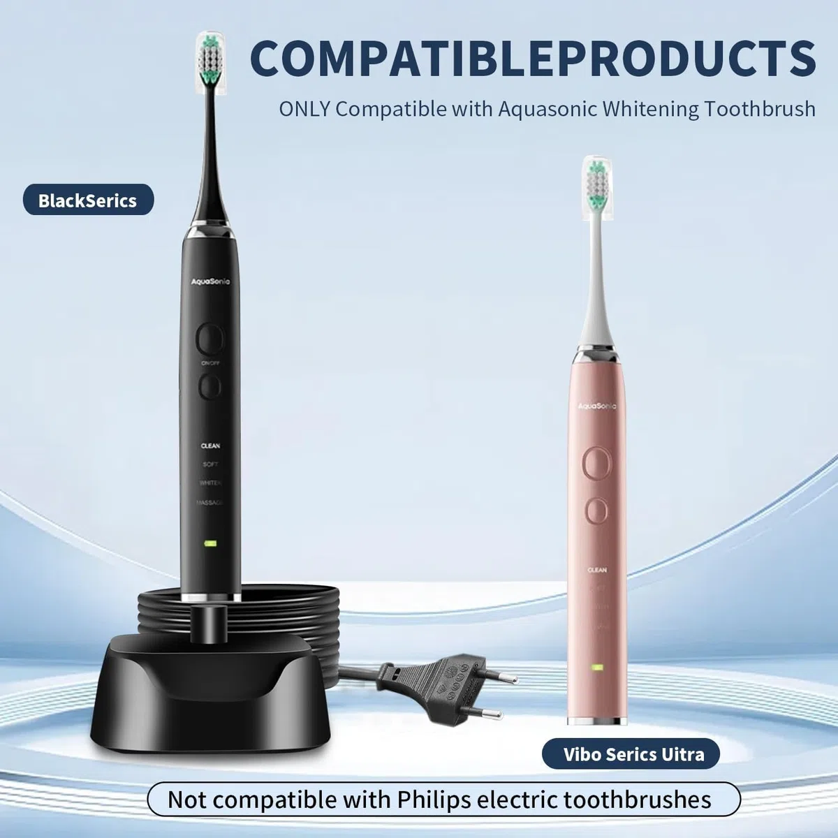 Cargador para cepillo de dientes eléctrico AquaSonic, base de cargador de repuesto para cepillo de dientes eléctrico Aqua Sonic Black/Vibe, resistente al agua