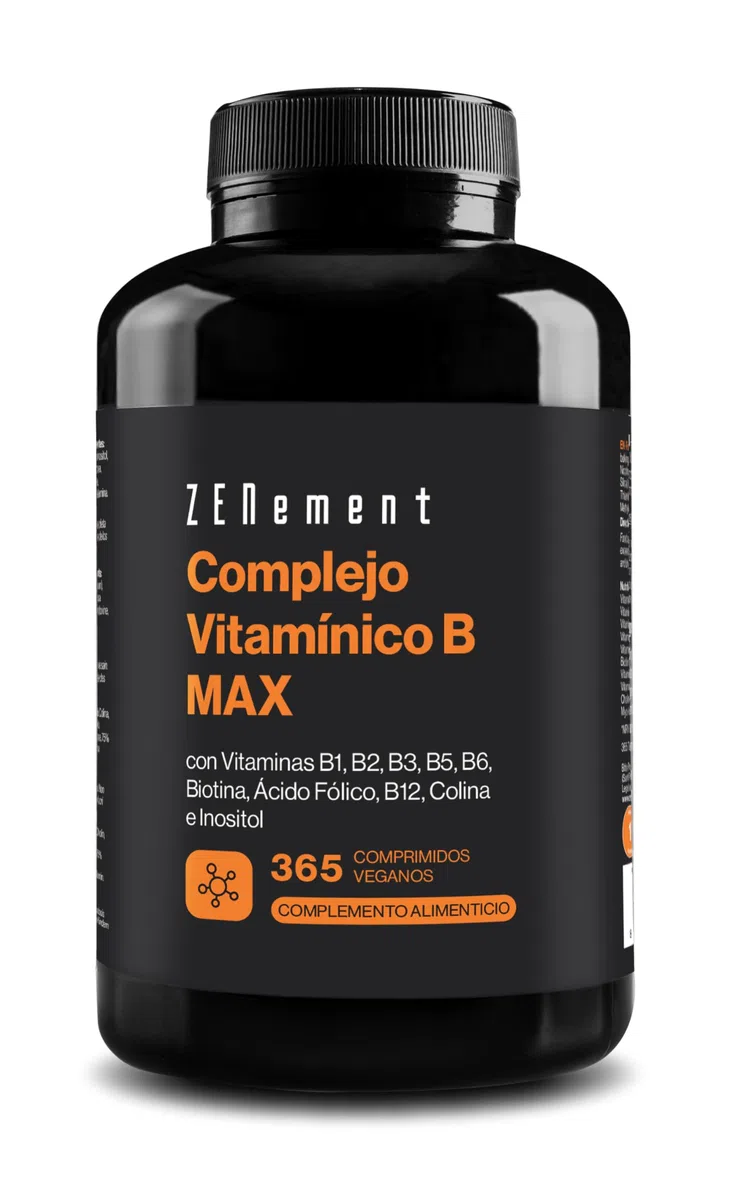 Vitamina B Complex con Colina e Inositol - 365 Comprimidos | Vitaminas 1 Año - Complejo B con Vitaminas B1, B2, B3, B5, B6, B8, B9, B12 y Ácido Fólico | Apto para Veganos