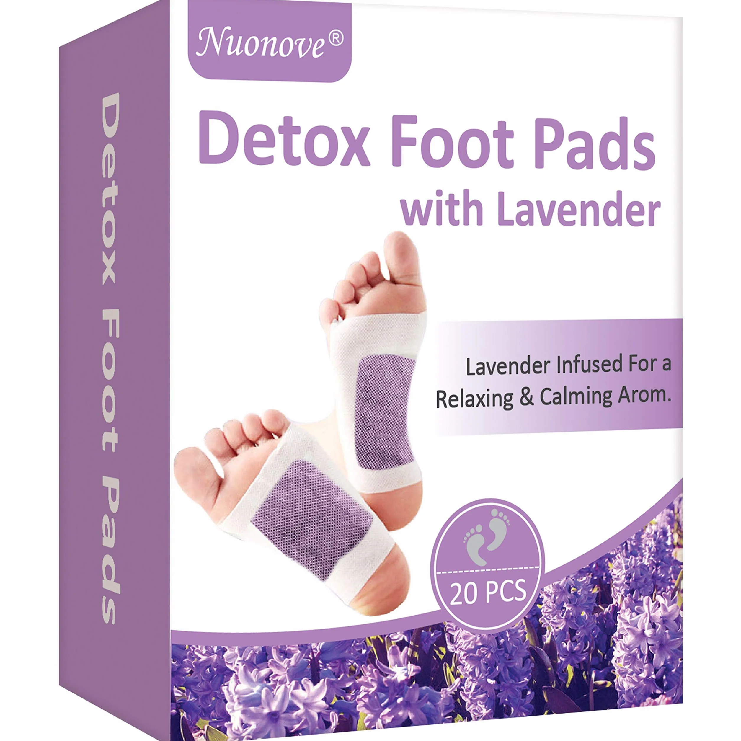 Parches Detox para Pies, Cuidado de Lavanda, Alivia la fatiga, mejora el sueño,20 pzs