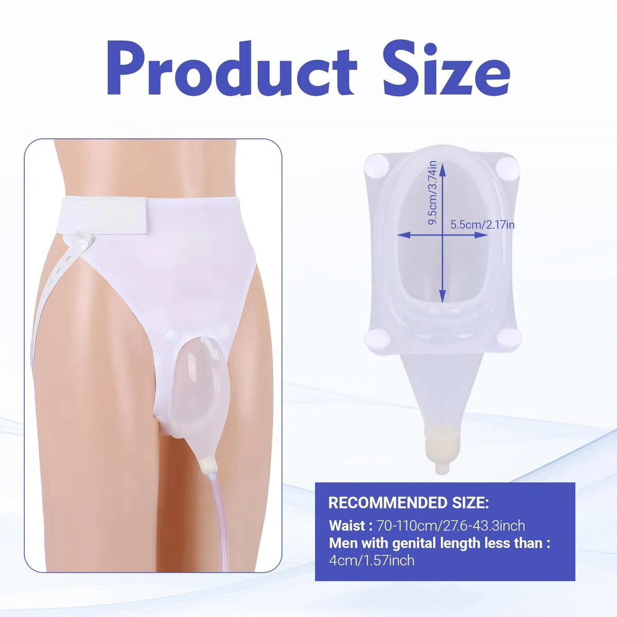 recogedor de orina de silicona Recolector De Orina 1000 Ml+3 Cinturones Recolectores de Gran Capacidad de 2000 ml; Colector Urinario Reutilizable, A Prueba de Fugas