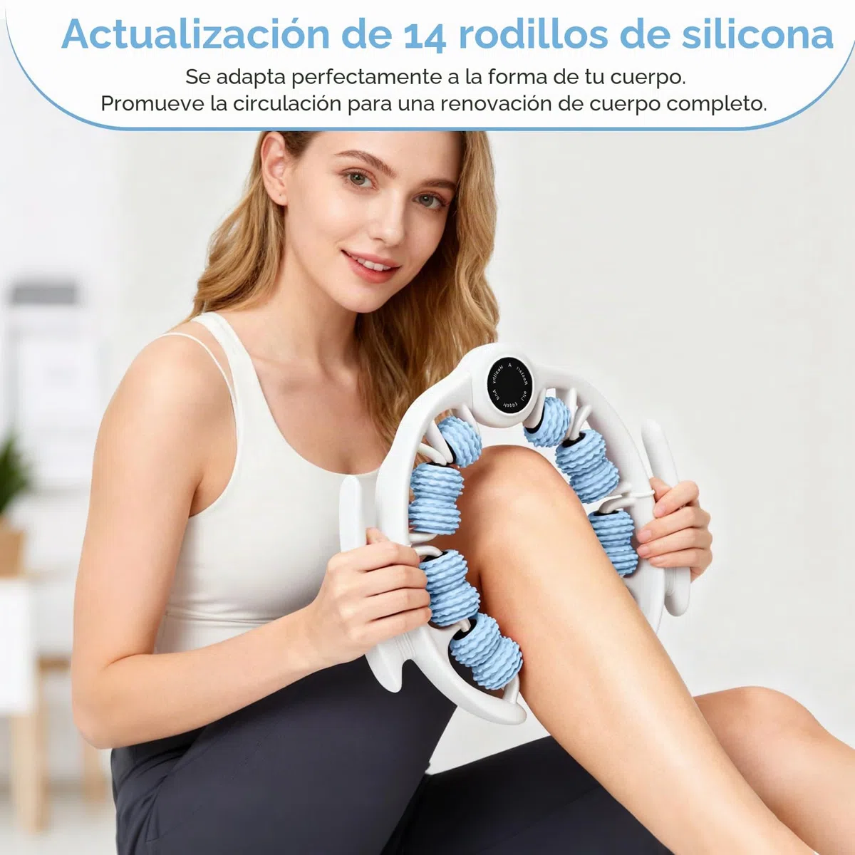 Rodillo de masaje de celulitis con asas desmontables para espalda, piernas, cuello, hombros, relajación muscular corporal y circulación, herramienta masajeadora de presión firme para alivio