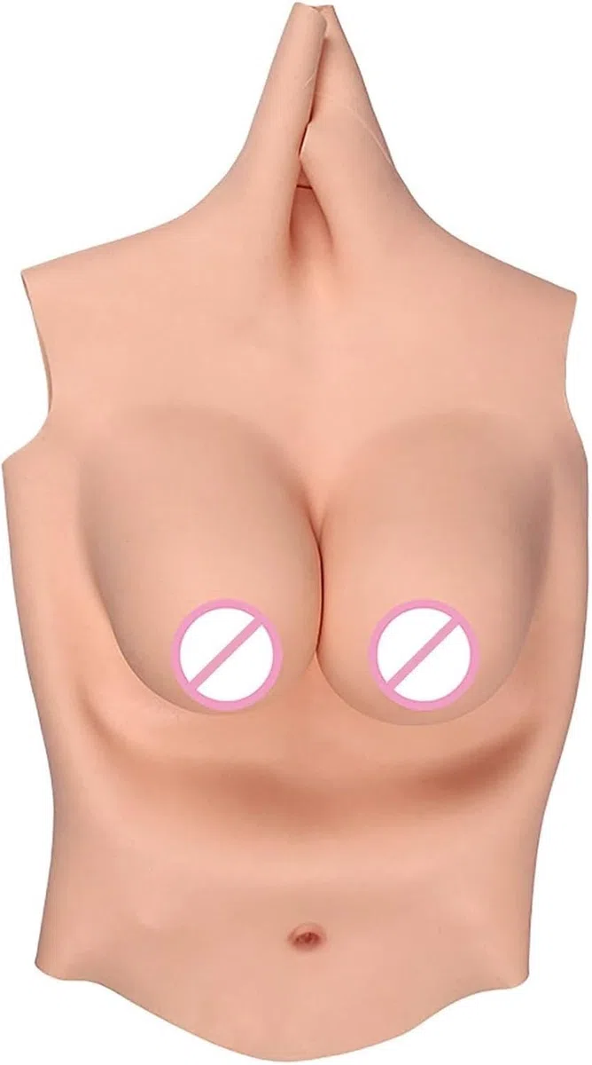 Placa de Silicona para Pecho, Media Placa torácica, Cuello Redondo, Senos postizos con Relleno de Gel líquido para Crossdresser, Drag Queen, Post-mastectomía y, D Cup-A, D Cup-A