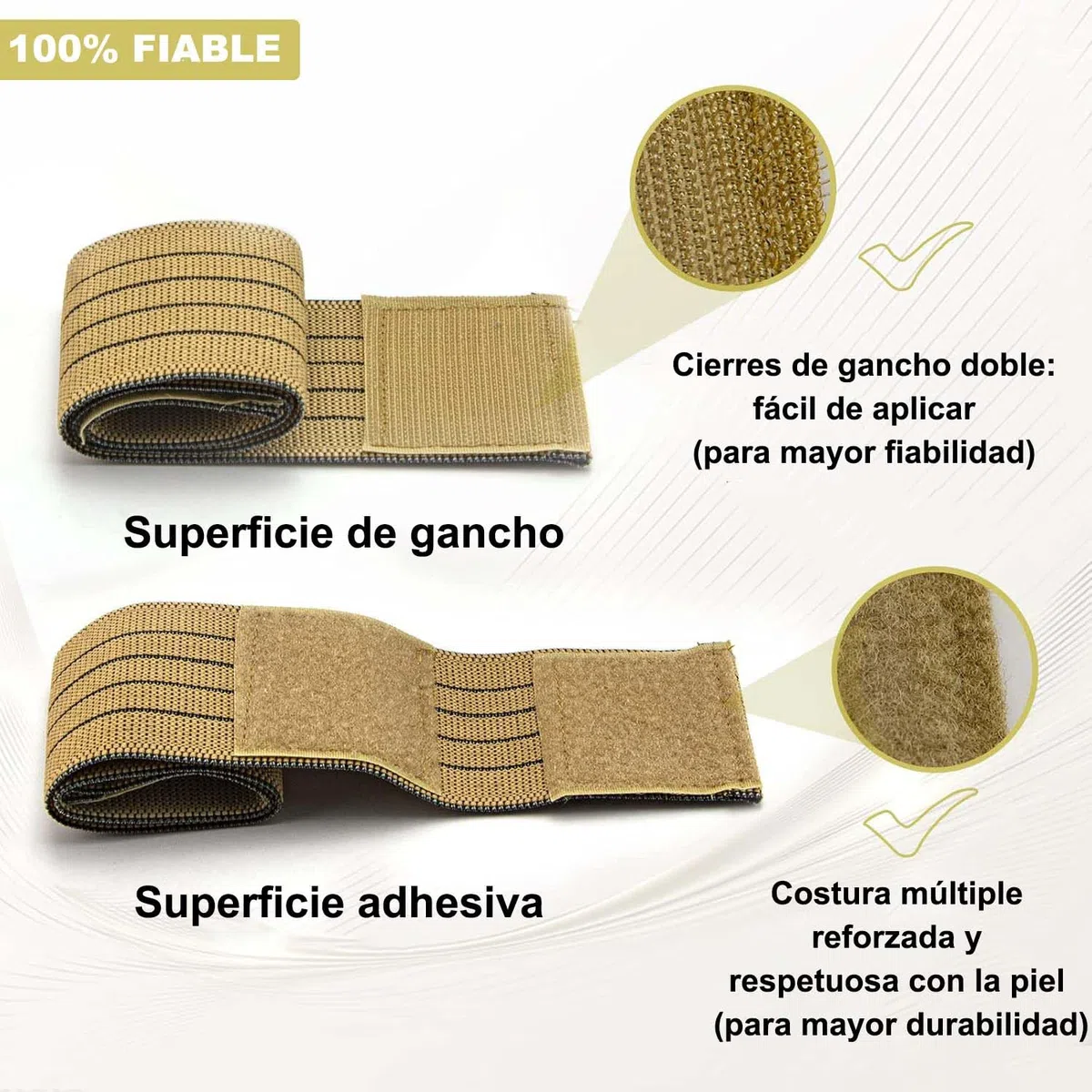 Vendaje elástico Piezas de repuesto Envoltura de banda alrededor para ETL051 ETUU1401 máquina Almohadillas Envolturas de rayas para vientre Brazo Pierna 3 tamaños 10pcs Material elástico