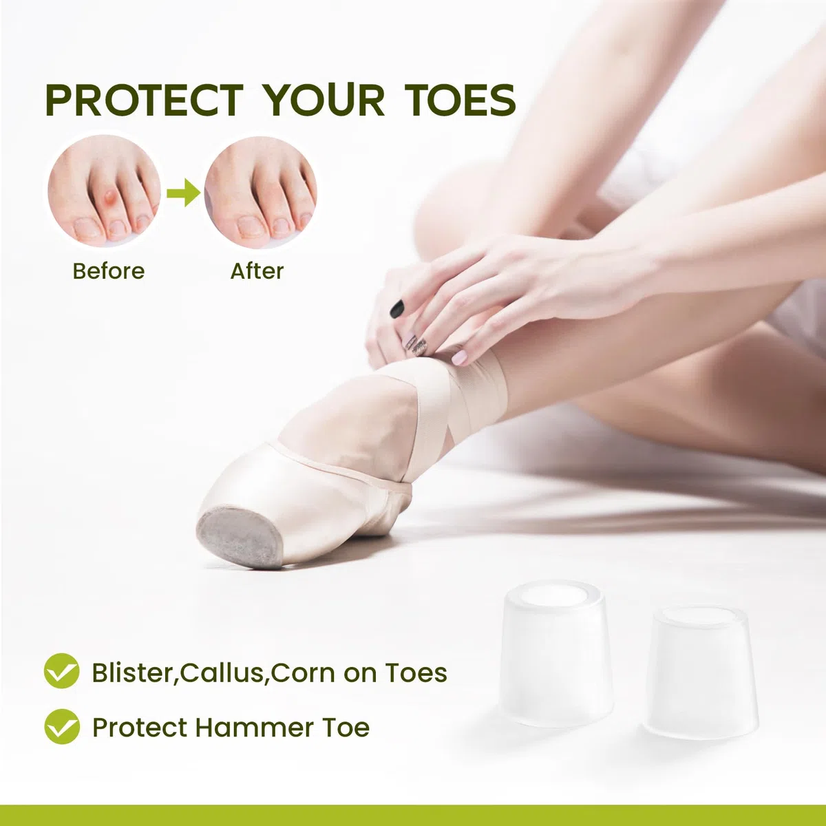 Bukihome Protectores de silicona para dedos de los pies, fundas abiertas de silicona para dedos en martillo, callos, ampollas, almohadillas protectoras de gel suave para aliviar el dolor, 20 unidades