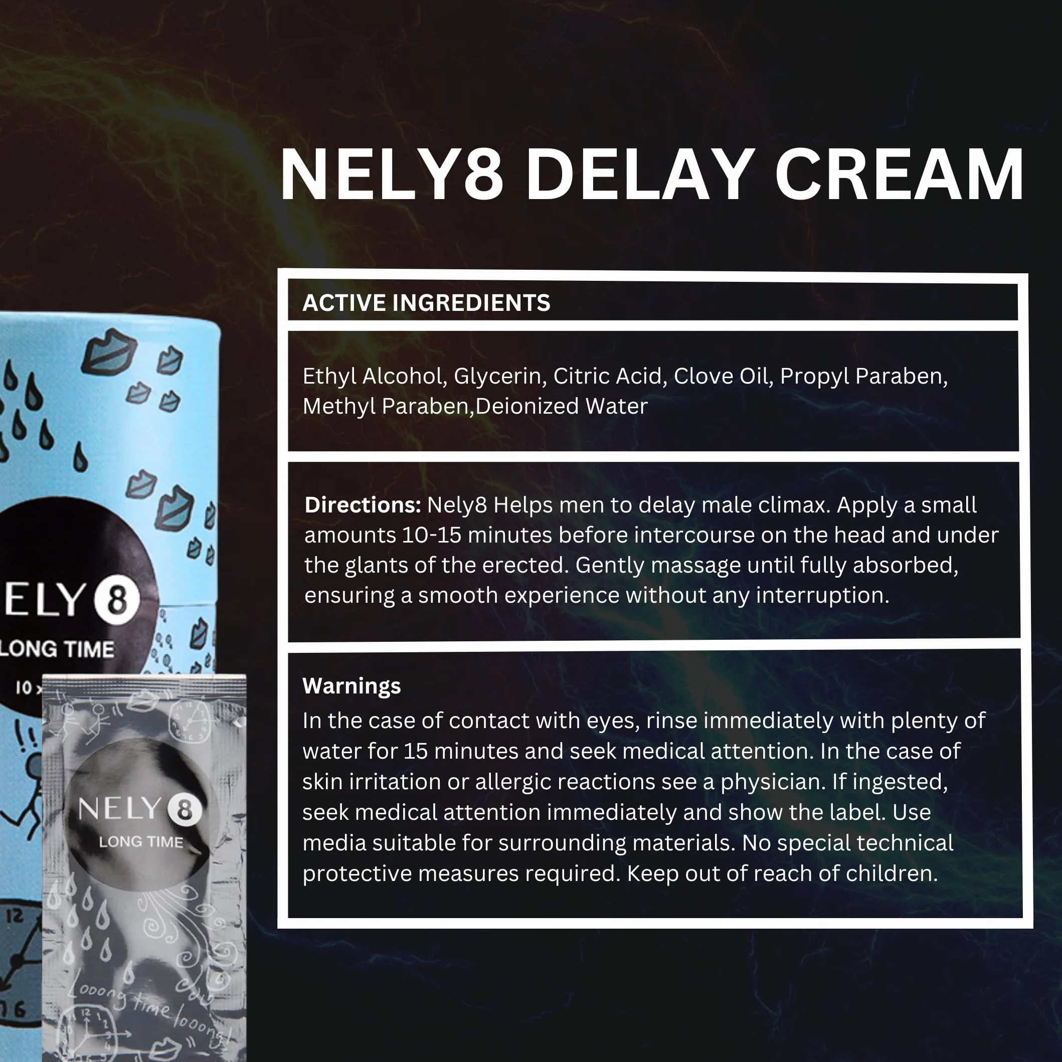 Long Time Delay Cream para hombres, paquete de 10 – Crema retardada premium para más tiempo en la cama – Control de clímax – dura más tiempo, no retrasa el spray