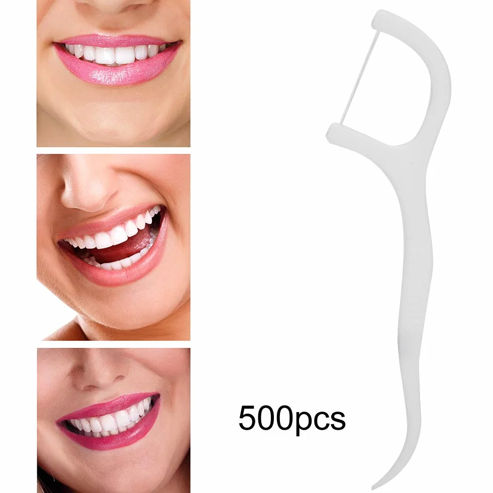 500 piezas de hilo dental desechable, palillos de hilo dental portátiles, palo de hilo dental, herramienta de cuidado bucal para eliminar manchas de dientes