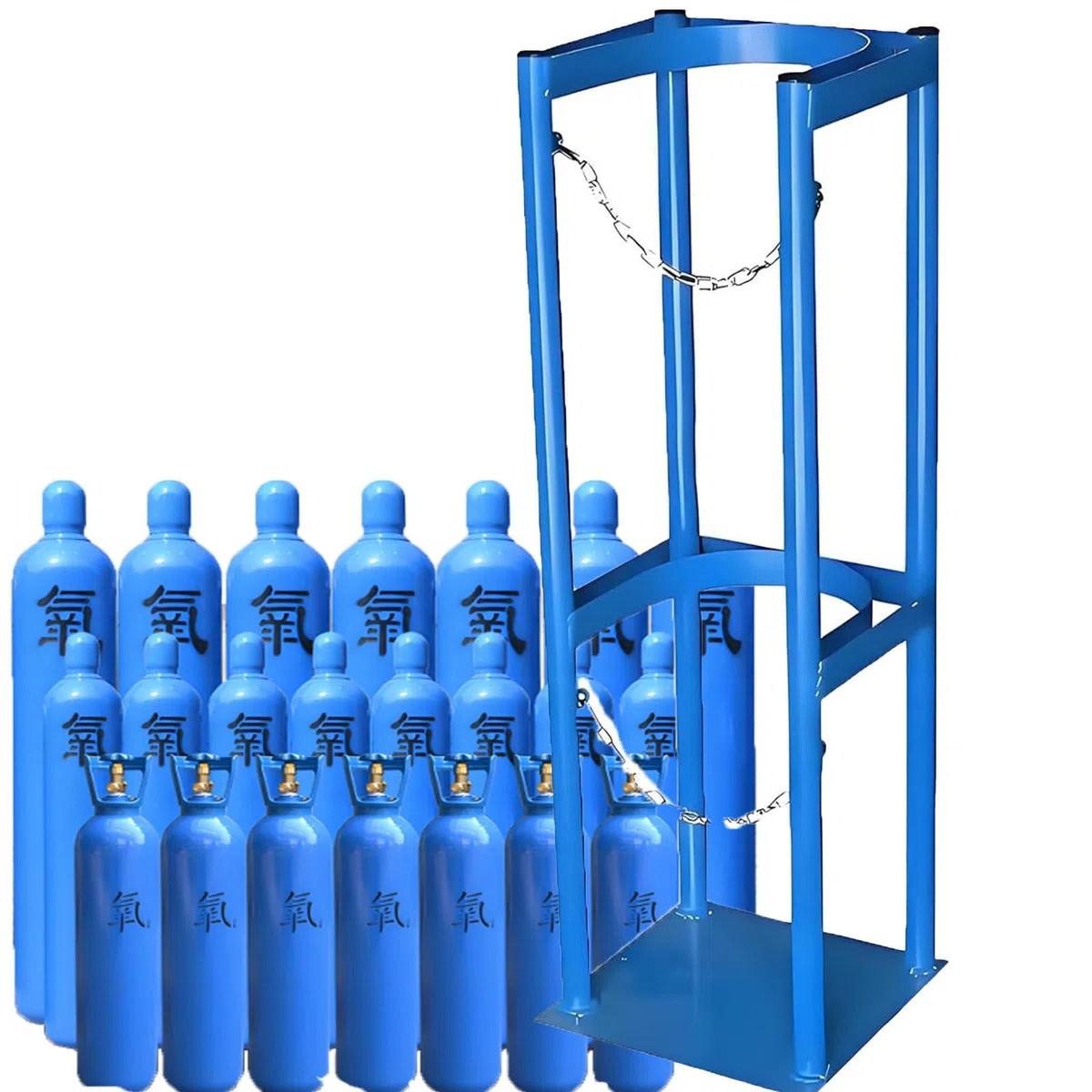 Soporte de tanque de oxígeno resistente, soporte cilíndrico de montaje en suelo para 1-4 botellas, acabado recubierto confiable, 31 x 30 x 100 cm