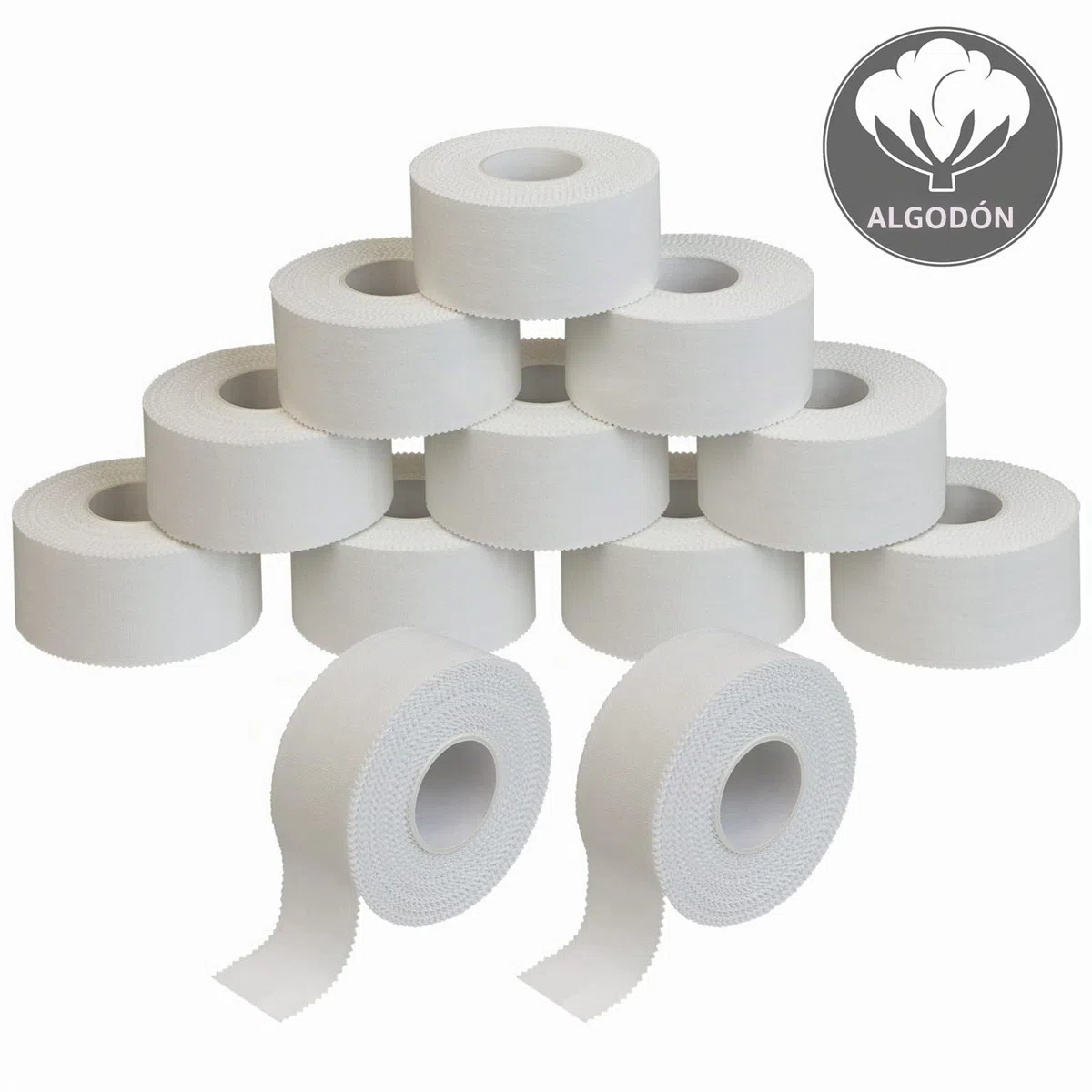 ALPIDEX 12 x Sport Tape 2.5 cm x 10 m Cinta Dedo Adhesiva Deportiva Borde Serrado 100% Algodón Balonmano Fútbol Voleibol Escalada