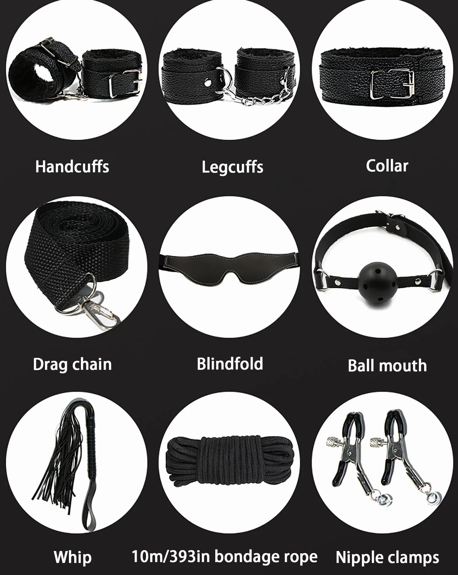 Kit BDSM de 11 Piezas de Restricciones, Juguetes Sexuales para Parejas con Esposas, Látigo, Abrazaderas para Pezones, Tapón de Mordaza, Juego de Juguetes Sexuales para Parejas (Pink)