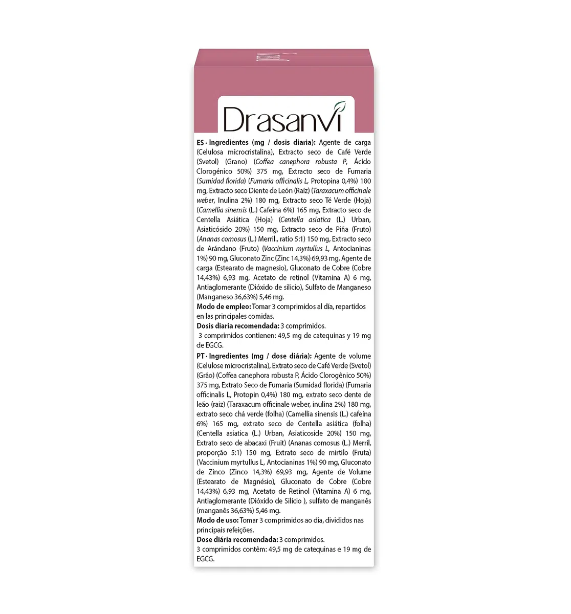 DRASANVI CELL BLOCK - Café Verde + Diente de León + Té Verde + Centella Asiática + Zinc - Ayuda a combatir la CELULITIS - VEGANO - SIN GLUTEN - 45 comprimidos