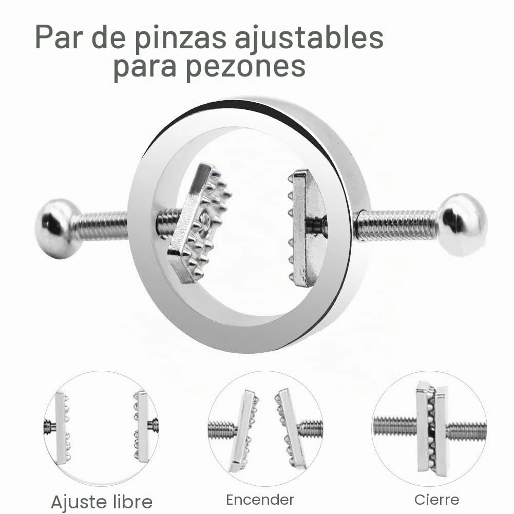 Pinzas para pezones de Roluck, de acero inoxidable, ajustables, para pezón, redondas, para estimulación de pezón, fetichista, erótica, juguete sexual para mujeres y hombres