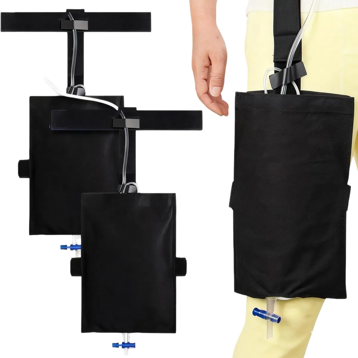 2 bolsas de orina con cinturón, bolsa de pierna para catéter, bolsa de pierna para catéter, soporte para bolsas de pierna para orina, cubierta para cuidado postoperatorio, movilidad, capacidad de más