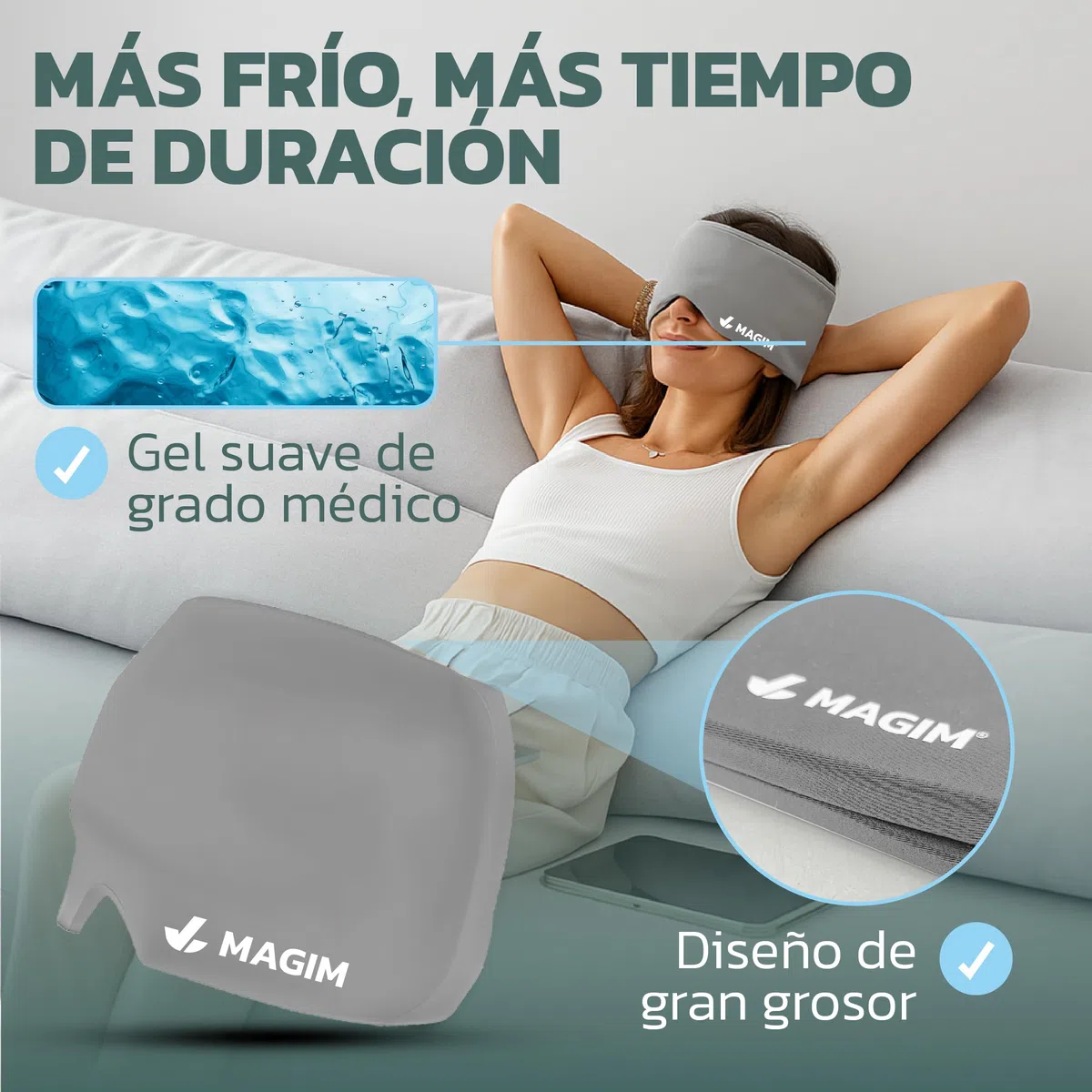Gorro Migraña | Gorro Terapéutico + Pinza Acupresión + Anillo Antiestrés + eBook “Guía Migrañas” | Alivio Dolor de Cabeza, Sinusitis, Estrés y Tensión de forma natural (GRIS)