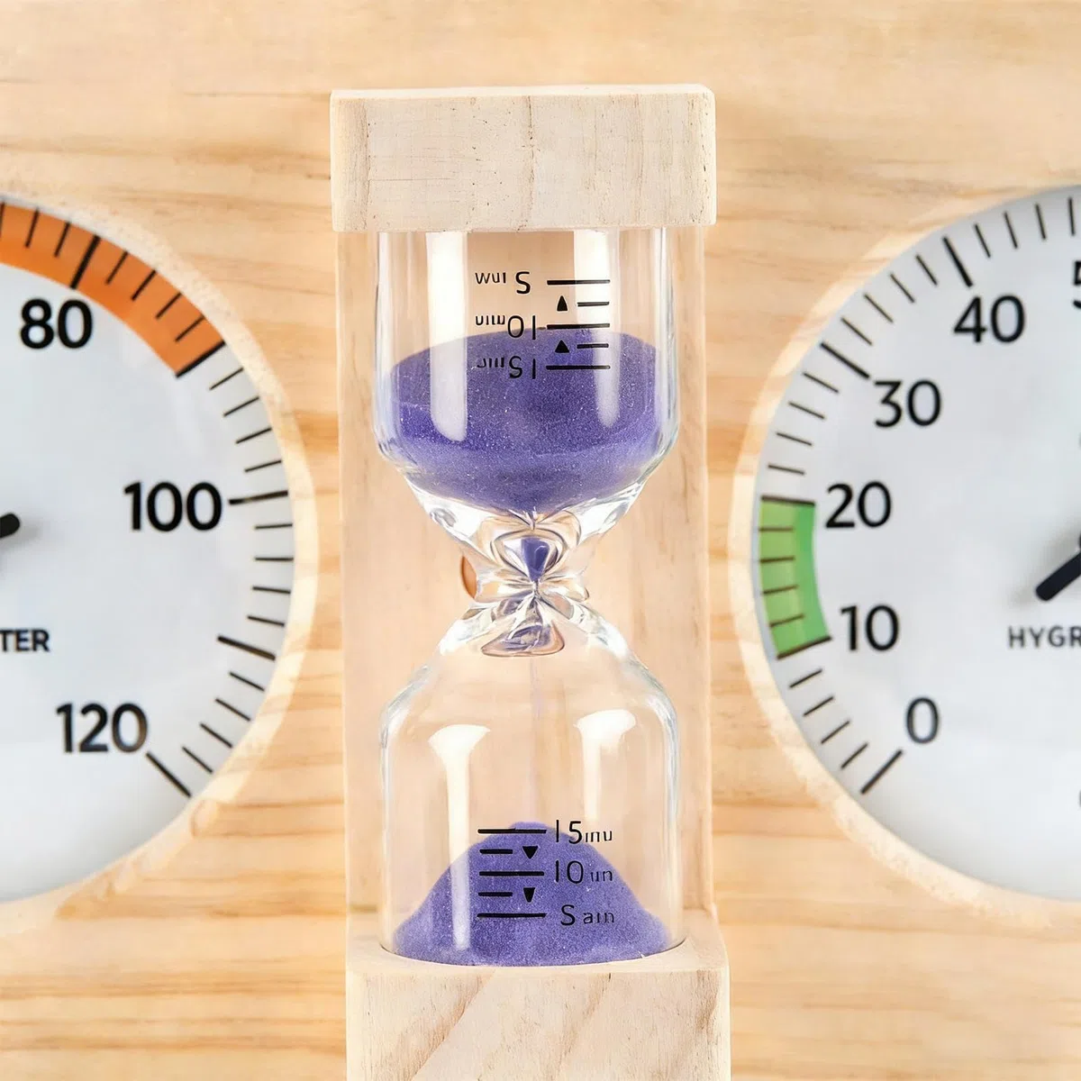 Temporizador de reloj de para sauna - Temporizador de para sauna | Accesorios Saunaa, Medidor de Humedad con Regresiva de 15 Minutos, Marco de Madera, Monitor de Temperatura para Mo