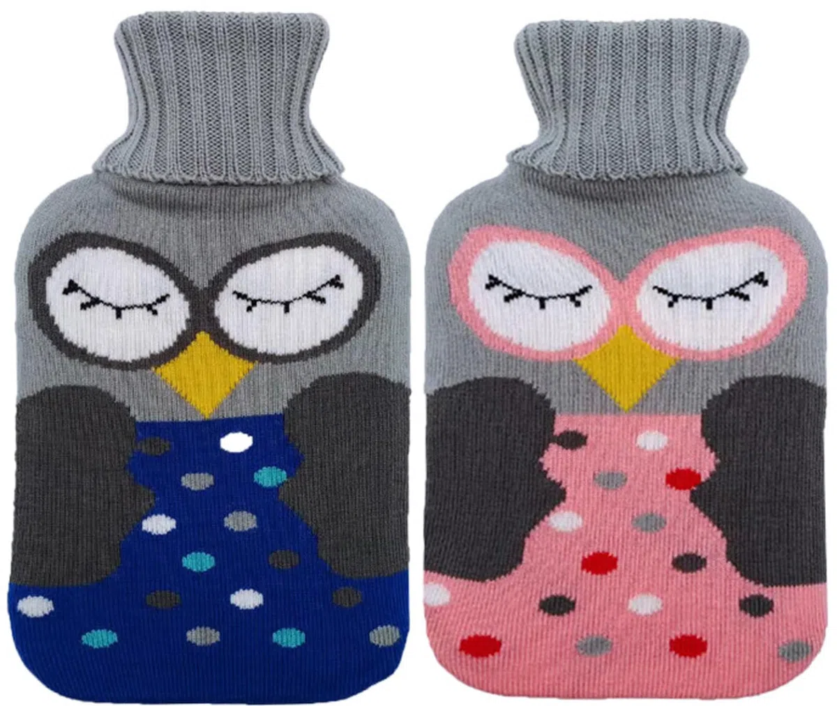 2 Piezas Bolsa de Agua Caliente, 1L Botella de Agua Caliente con Funda de Punto Extraíble Goma Agua Caliente Bolsa Bolsa de agua caliente extraíble y lavable para Noches Frías de Invierno