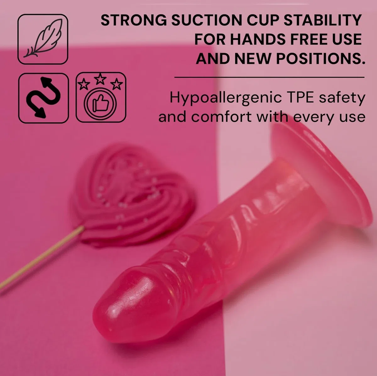 Dildo rosa de 14,5 cm, Ø3,6 cm, dildo realista con ventosa, TPE FOPS A42-1