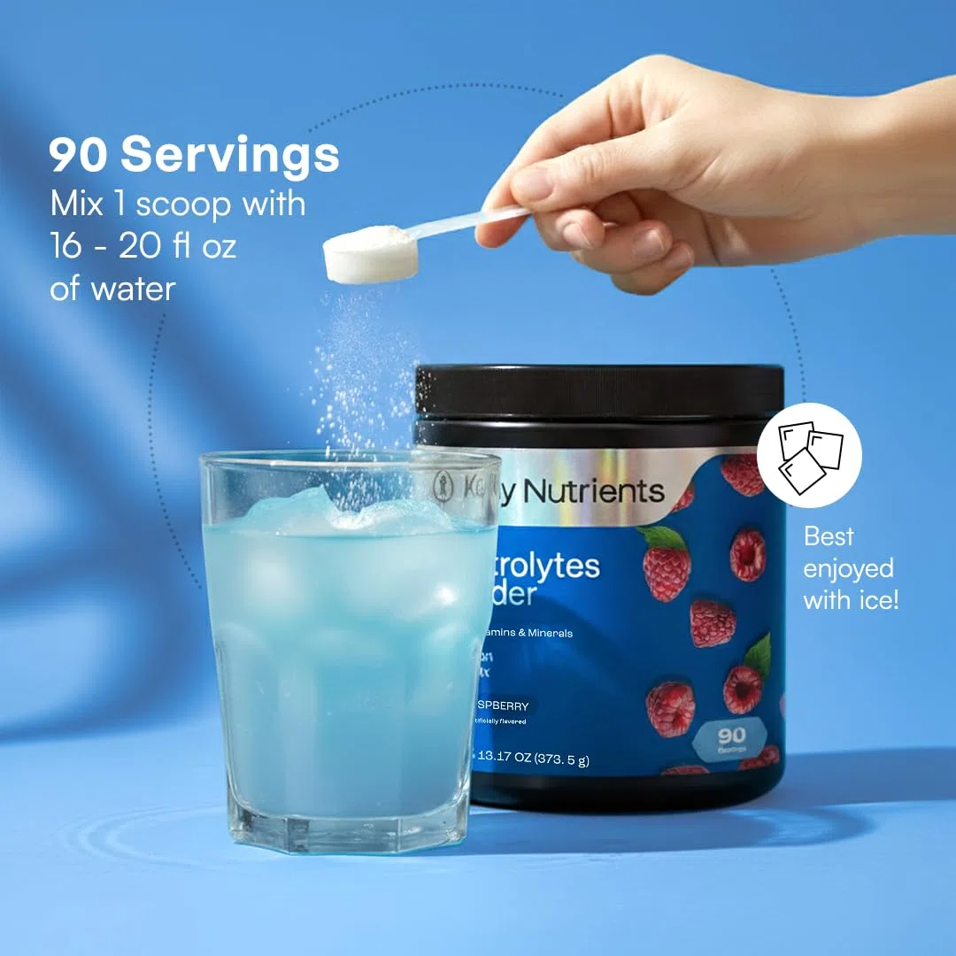 Key Nutrients Polvo de electrolito - Frambuesa azul - 90 porciones - Electrolitos sin azúcar - Keto Electrolitos Deporte: Sin Gluten Sin Azúcar - Adición: Magnesio, Potasio - Electrolitos en Polvo