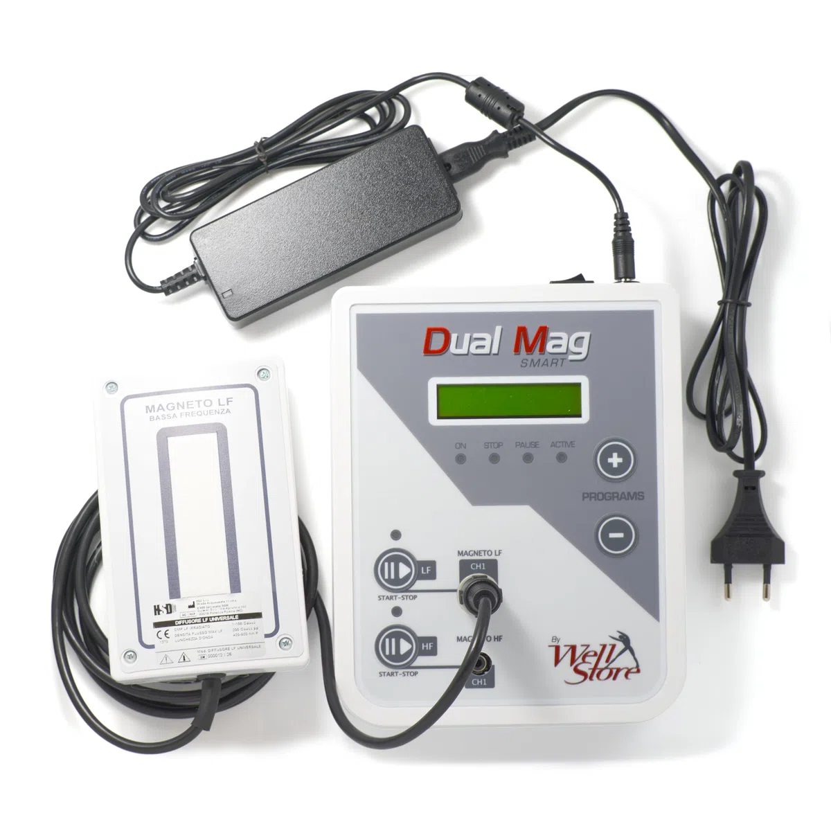 Dual Mag Smart - Magnetoterapia CEMP de alta y baja frecuencia, 2 canales independientes, 92 programas, dispositivo médico certificado, uso doméstico y ambulatorio