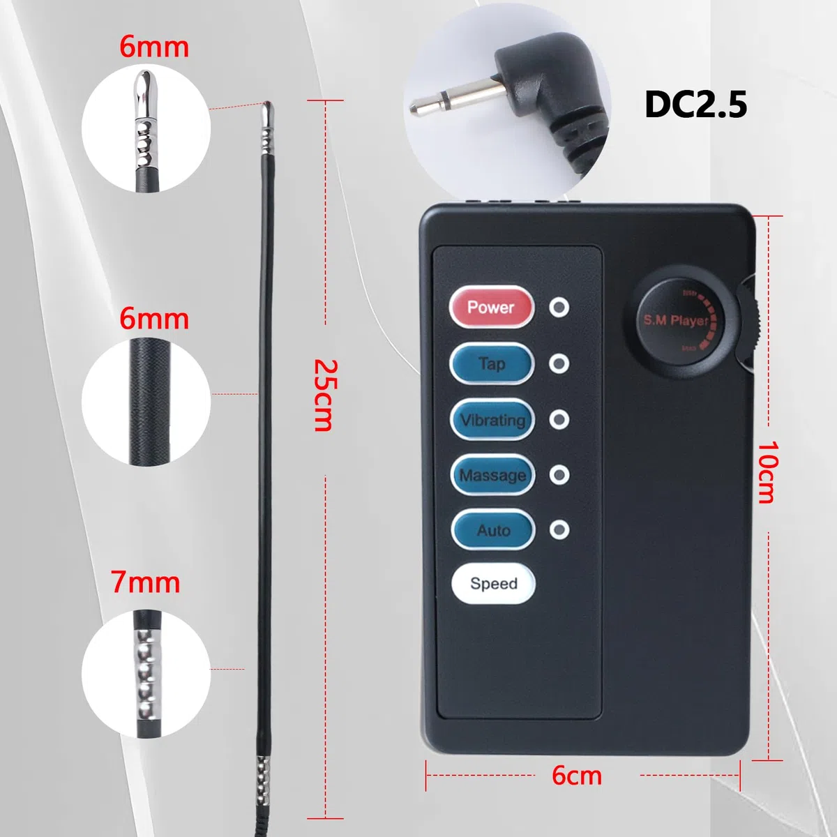 Electroestimulación Anillo de Pene Elástica de Estimulación para Pene y Correa Estimulantes Como Juguete Sexual Bdsms Masajeador SM Masturbación Sex Toy con cable adaptador, Unidad Principal