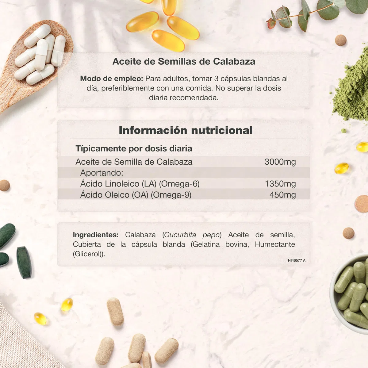 Aceite de Semillas de Calabaza 3000mg | 1350mg Omega 6 y 450mg Omega 9 | 200 Cápsulas | Máxima Potencia | Prensado en Frío y Extra Virgen | Pumpkin Seed Oil | de Horbaach