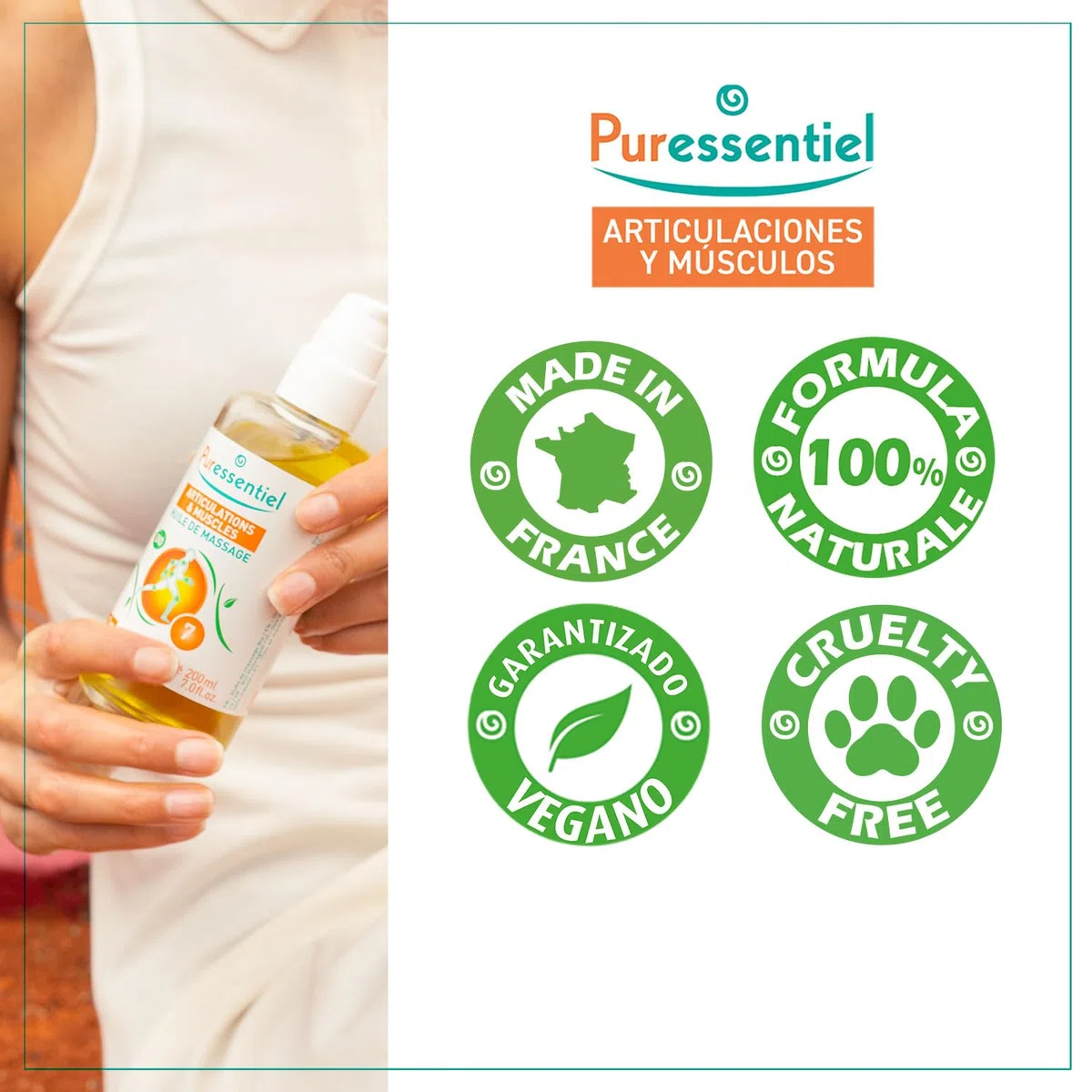Puressentiel Articulaciones y Músculos - Aceite de masaje BIO - Arnica y Gaulteria - Preparación y recuperación deportiva - 100 ml