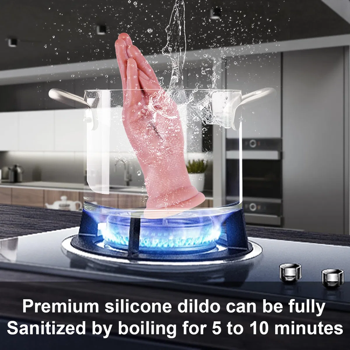 Plug anal con forma de mano de 22,5 cm, silicona suave, dildo monstruo gigante en forma de puño, ventosa potente, plug grande, para estimulación vaginal y anal, juguete sexual unisex