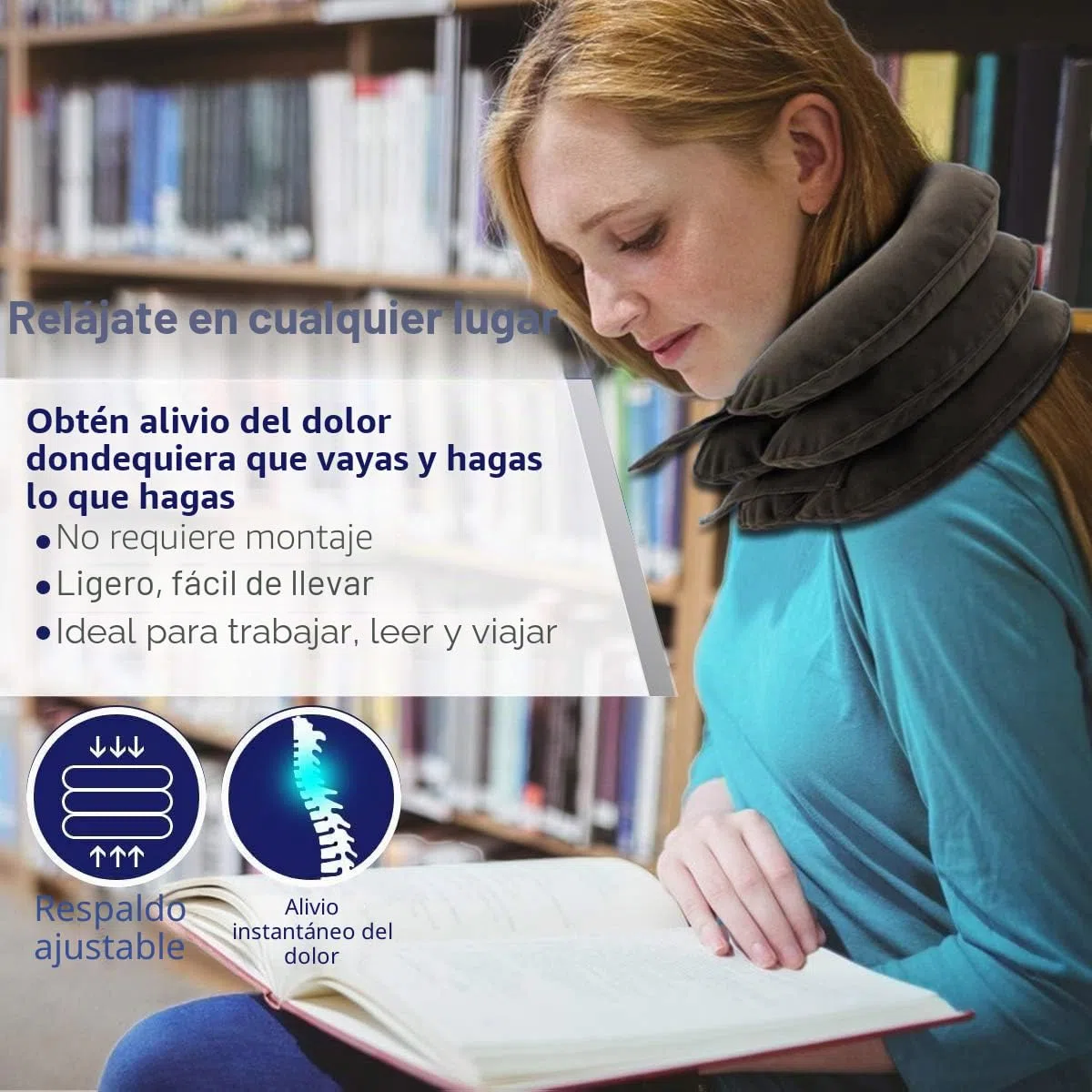 S Dispositivo de tracción cervical para alivio instantáneo del dolor de cuello, soporte inflable y ajustable, almohada de tracción para el cuello para uso doméstico (gris clásico)