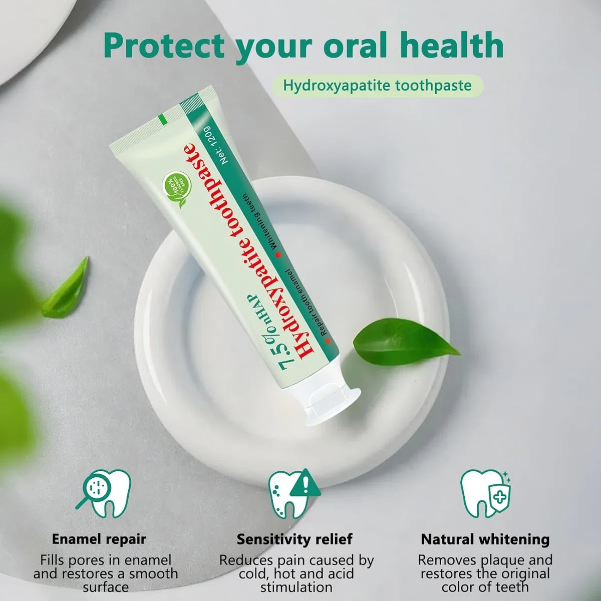 Pasta dental con hidroxiapatita, favorece la remineralización dental, fórmula natural sin flúor, alivia al instante la sensibilidad dental, apta para el cuidado bucal de adultos y niños 7 unidades