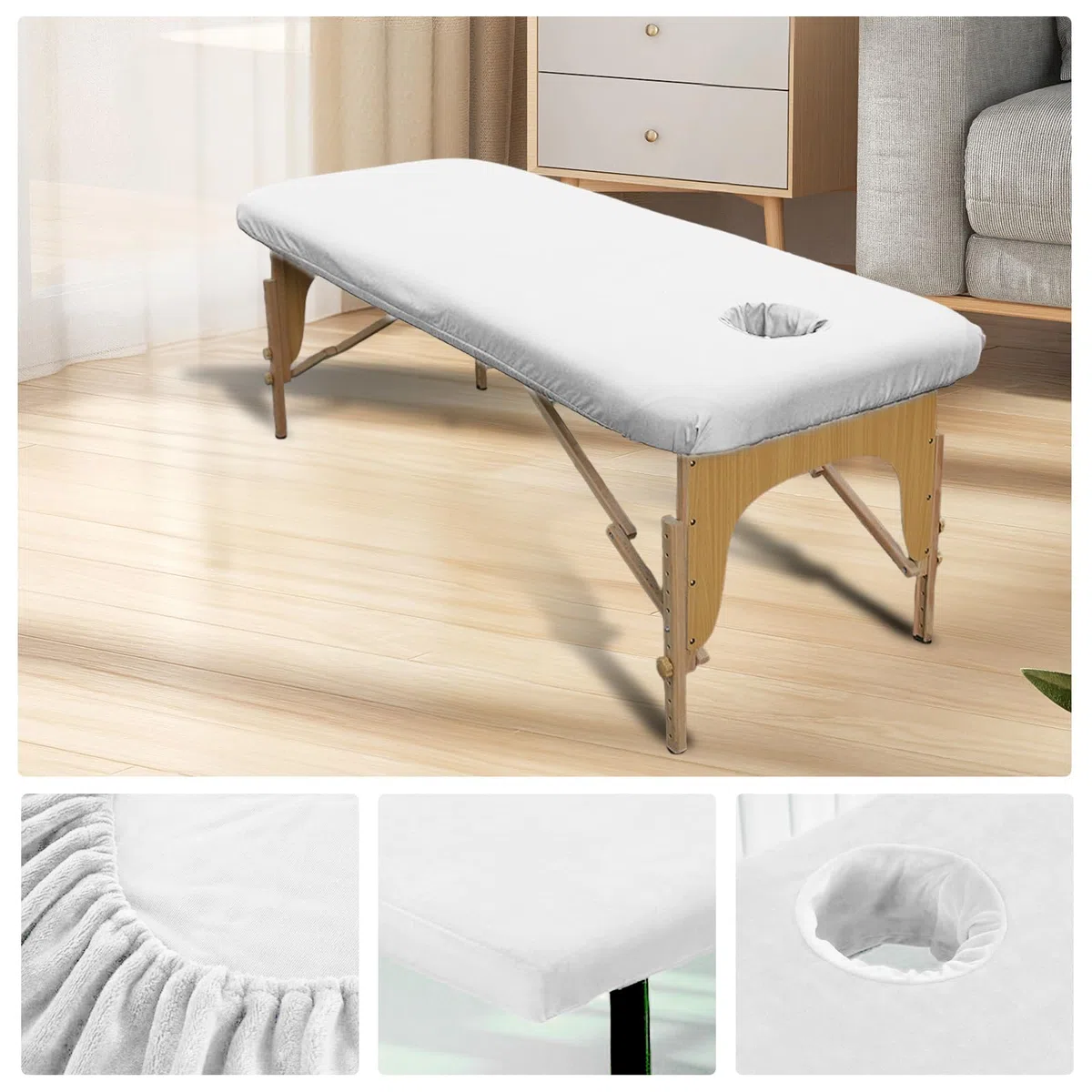 Funda de masaje de 80 x 190 cm, para silla de masaje, resistente al aceite, lavable, funda nórdica de belleza con agujero, funda elástica para mesa de masaje, spa, banco de terapia