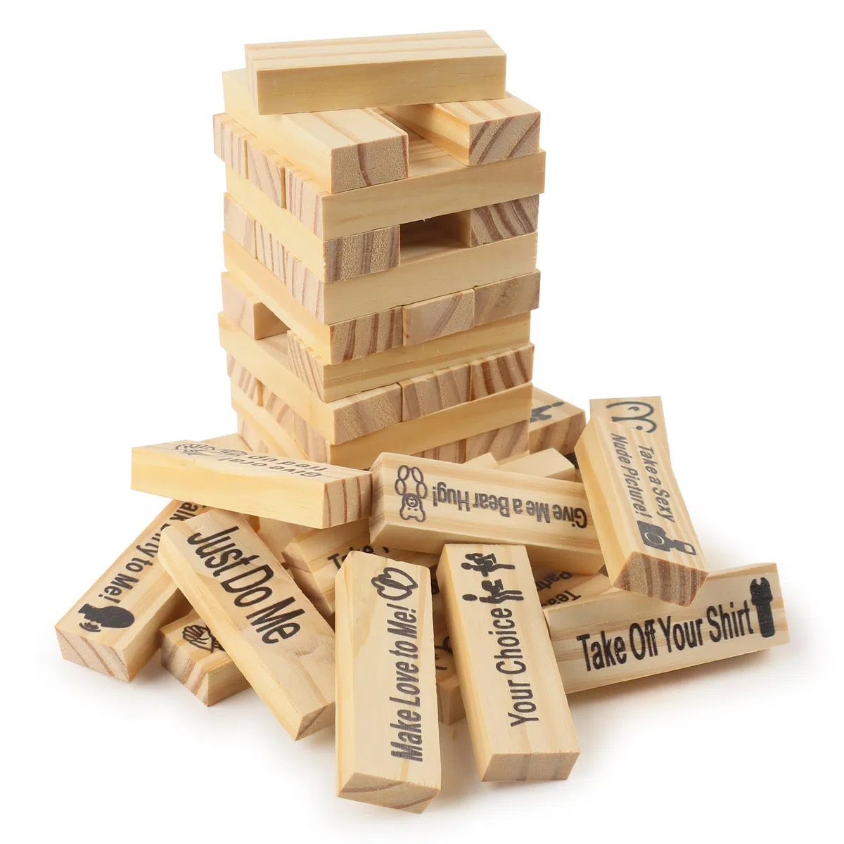 Juego de Torre de Parejas, 48 Piezas Juego de Apilar Parejas, Torre de Bloques Super Traviesa, con Retos para Calentar Romance, Regalos para Una Cita Nocturna