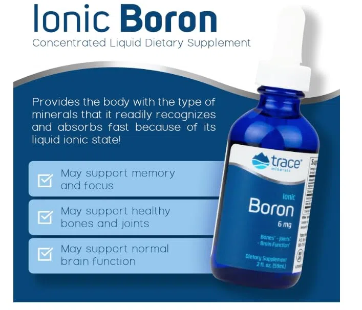 Minerales iónicos, boro, 6 mg, sin gluten, vegano, 59 ml