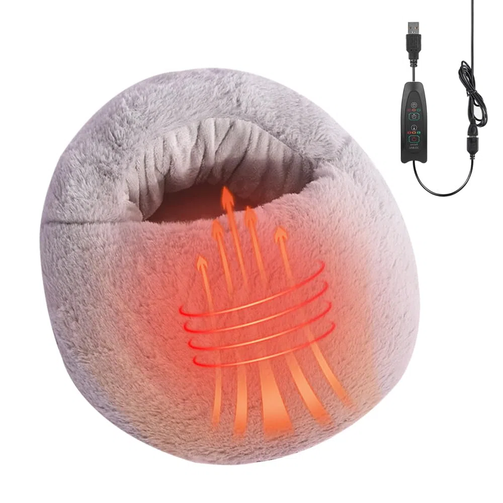 Mineup Calentador de pies eléctrico, calentamiento rápido, calentador de pies con 3 niveles de calor, forro polar de franela ultrasuave, protección contra sobrecalentamiento, para hombres y mujeres